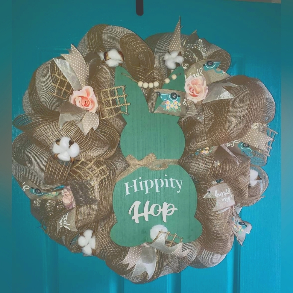 Easter bunny deco mesh wreath